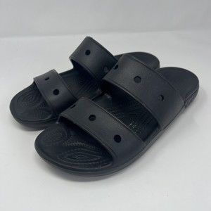 CROCS Classic Black Two Strap Slides Flip Flops Sandals Womens 10 Mens 8